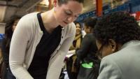 Student at a career fair